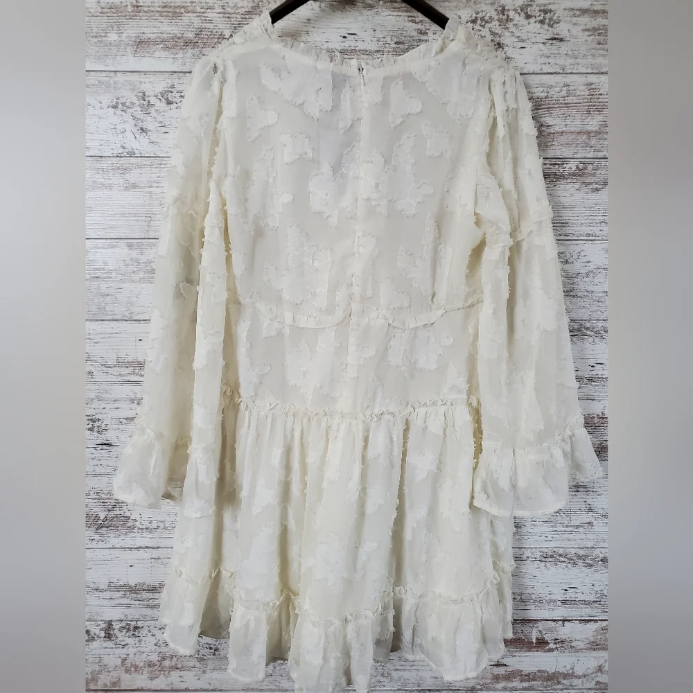 Boohoo Boho Petite Burnout Frill Mini Dress NWT - Picture 3 of 16